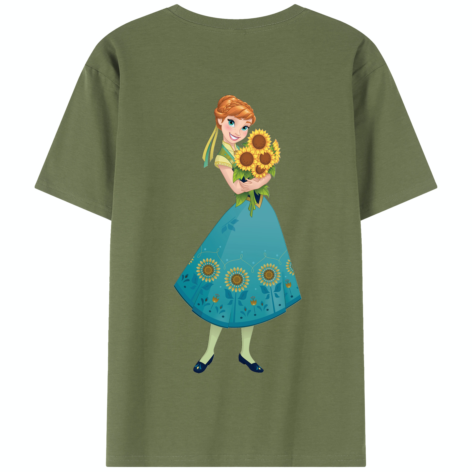 （画像用） アナと雪の女王 アンナ エルサ Frozen Anna Elsa 綿100％半袖Tシャツ（背面プリント）